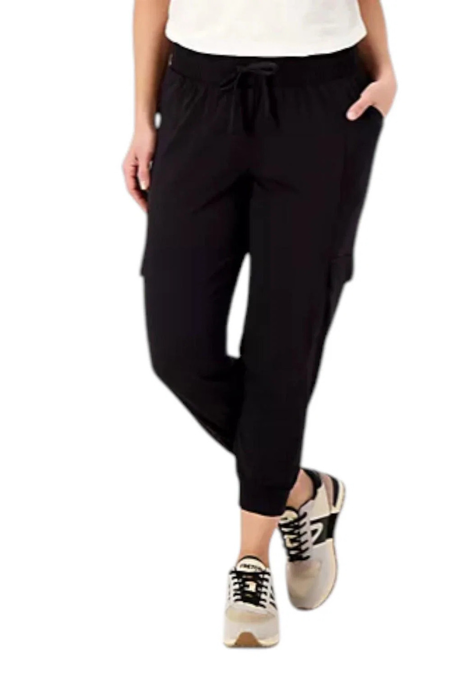 AnyBody Women's Lounge Cozy Knit Cropped Cargo Jogger Black - Regular